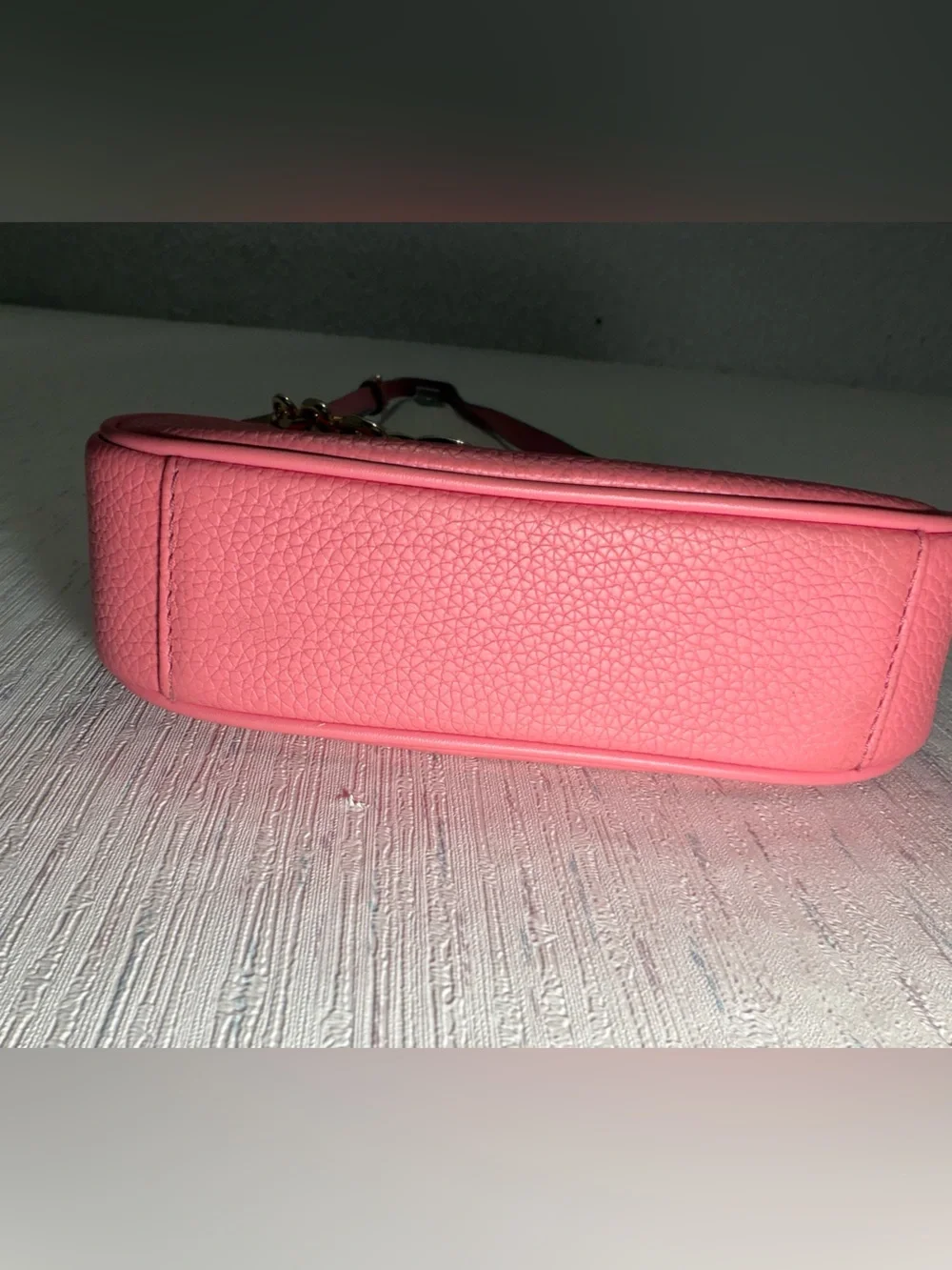 Michael Kors Pink Pebble Leather Shoulder Bag with Gold Chain Strap